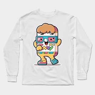 Cute happy kawaii hipster nerd Long Sleeve T-Shirt